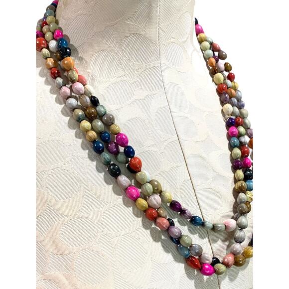 Multicolor Seed Necklace Strand String 76 Inch Overhead - Picture 1 of 7